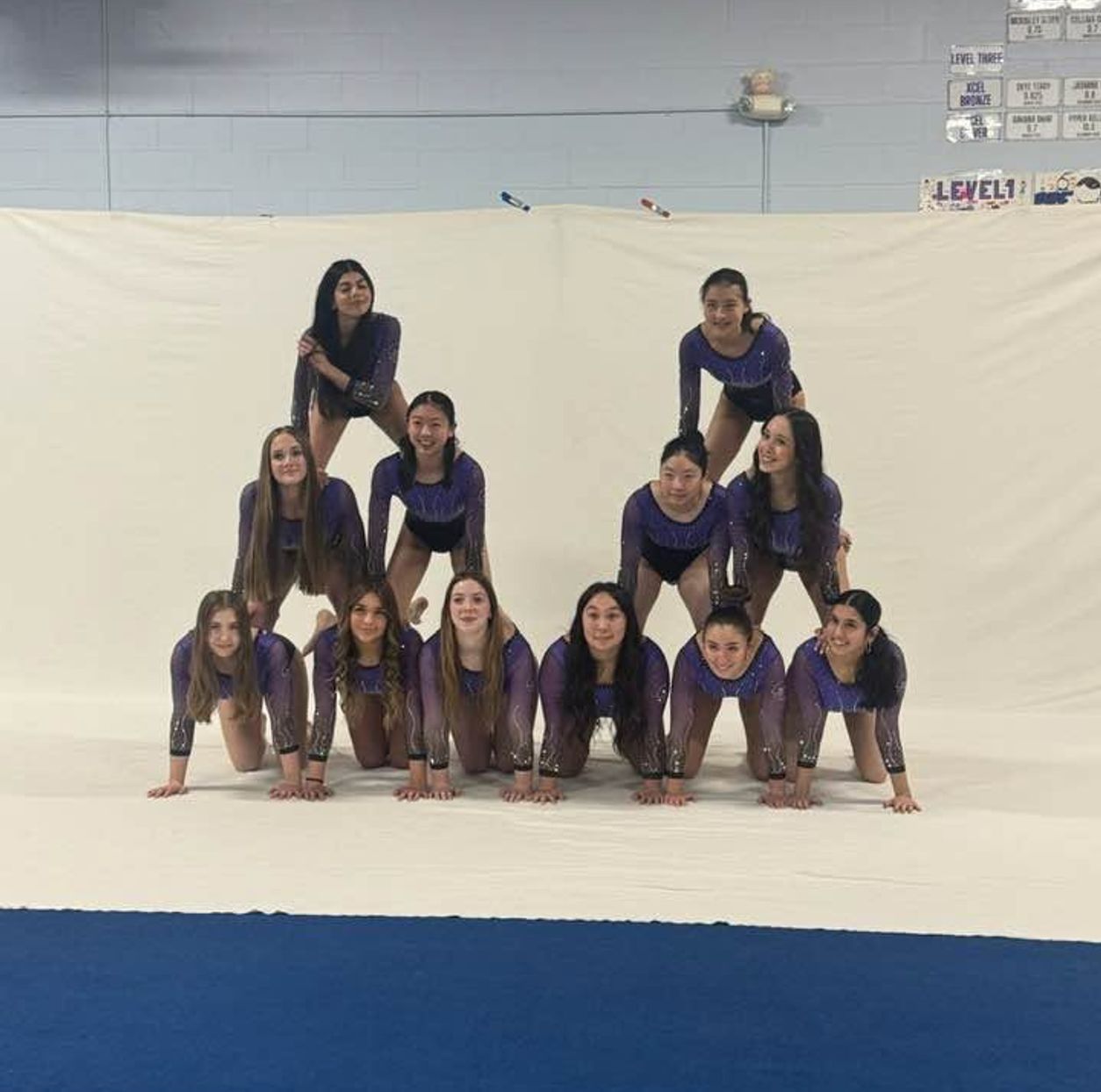 Gymnastics East team athletes posing together