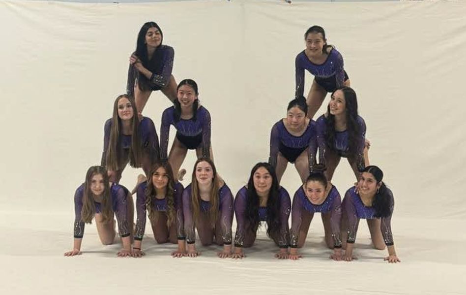 Gymnastics athletes training for a competitive program