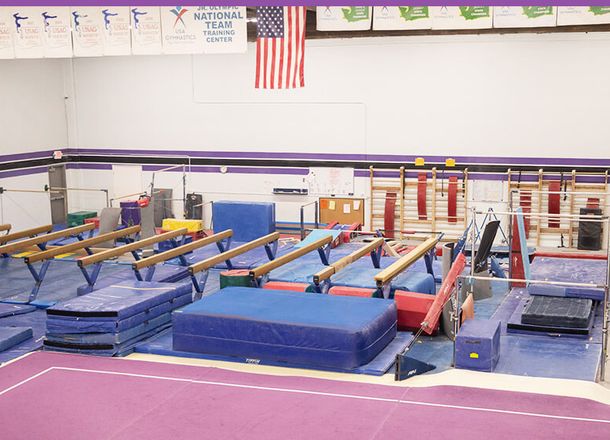 Gymnastics East class gym with equipment