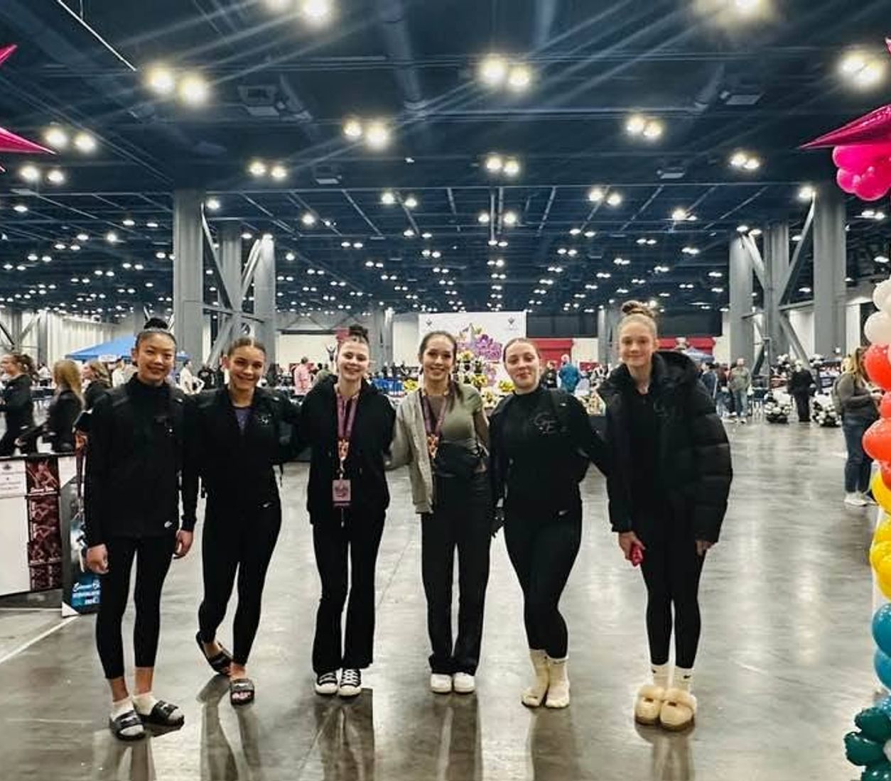 Gymnastics East team members at a gymnastics competition